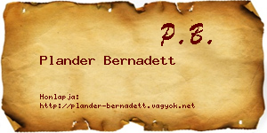 Plander Bernadett névjegykártya